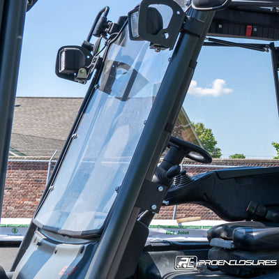 Linde Forklift windshield close up