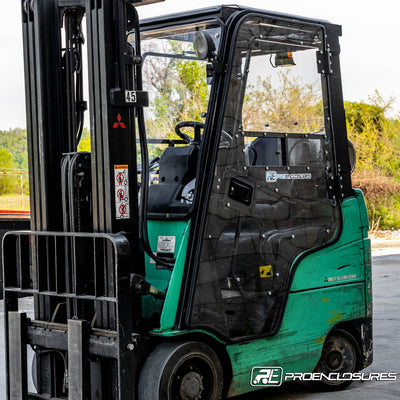 Mitsubishi forklift cab enclosure door closed